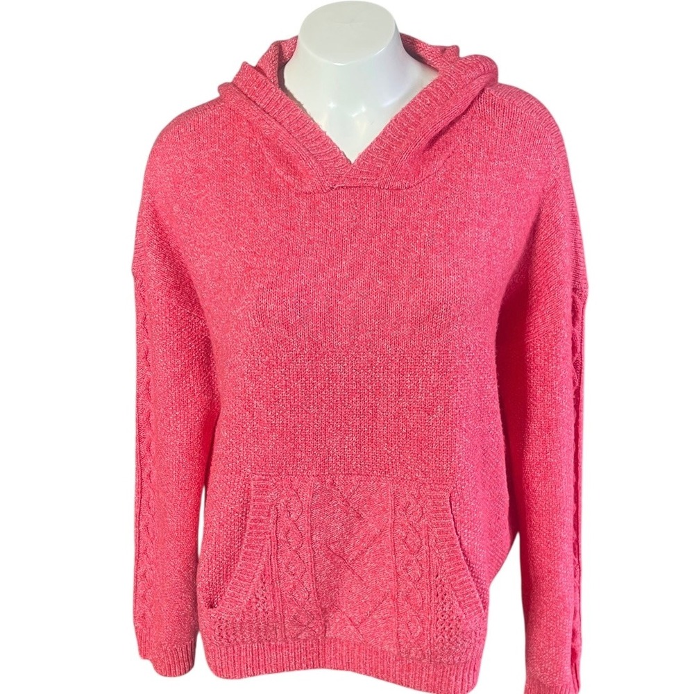 Cabi 4473 Womens Pink Marl Knit Hooded‎ Pullover Sweater Kangaroo Pocket S NWOT